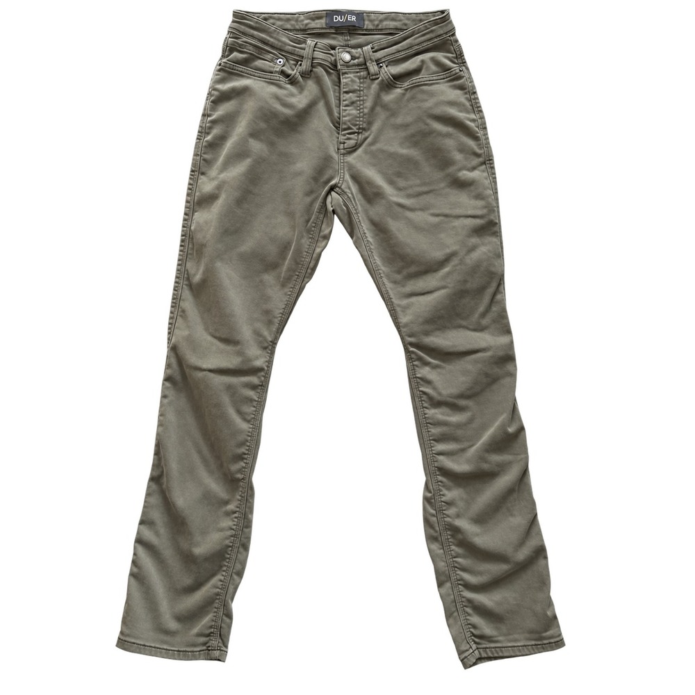 DUER No Sweat Relaxed Taper Jeans Men 30x32 Army Green N2X Stretch Pants